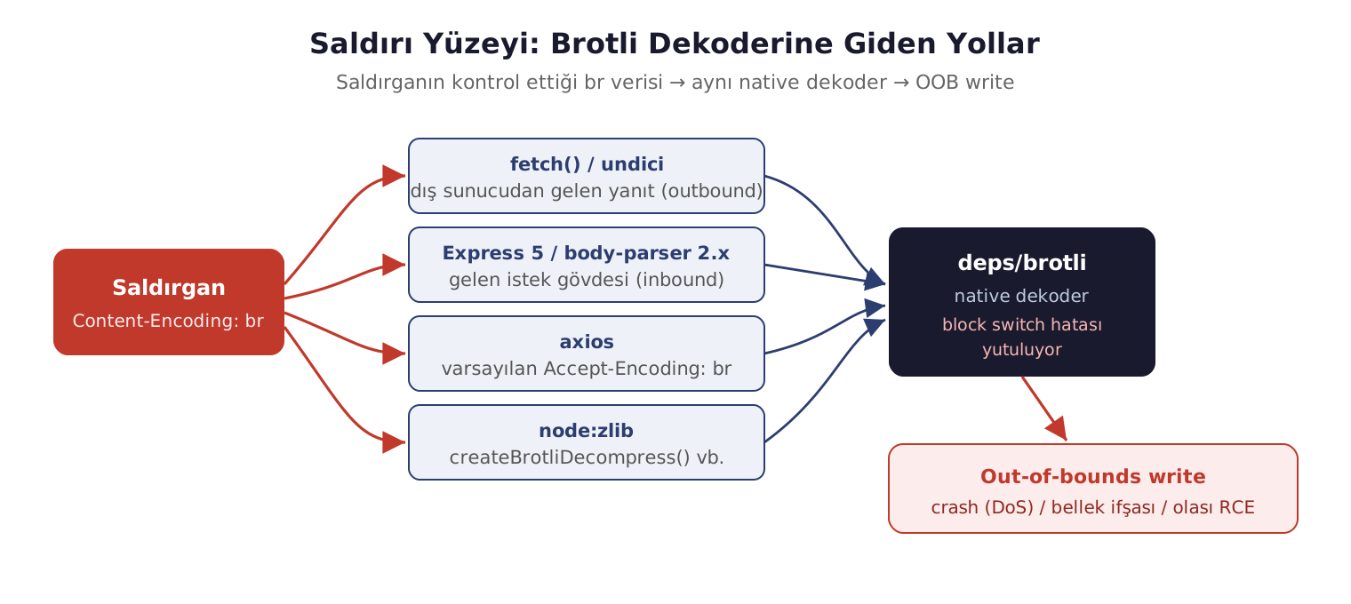 Şekil 2. Farklı giriş yollarının tamamı runtime içindeki aynı native dekodere ulaşır.